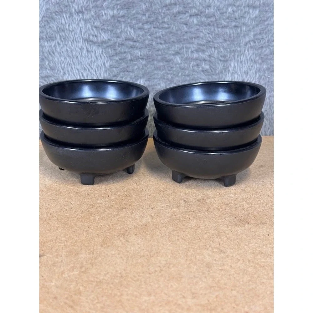 Black Melamine 3in Footed Ramekin Dipping Bowls Set of 6 Gessner Products 0354